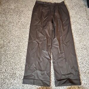 Zanella Alter Brown 100% Virgin Wool‎ Pleated Cuffed Dress Pants Mens 36 Italy